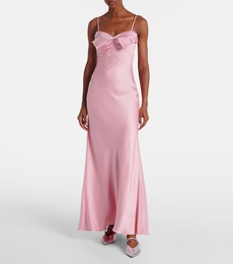 Abito lungo in raso di seta | McQueen