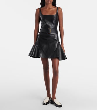 Abito corto in pelle con volant | Givenchy