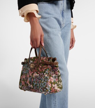 Antibes Small floral jacquard tote bag | Valentino Garavani