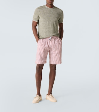 Alfa striped linen Bermuda shorts | Fedeli
