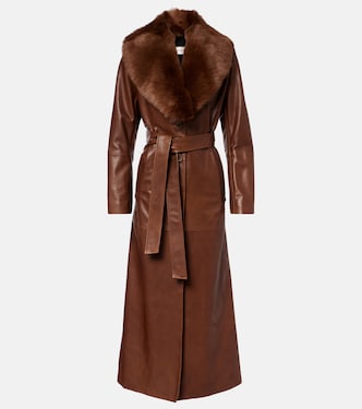 Dakota shearling-trimmed leather coat | Nour Hammour