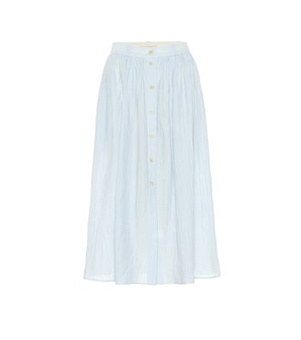 Falda midi Olivo de algodón con diseño gingham | Brock Collection