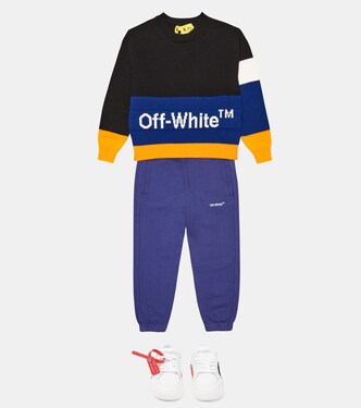 Logo colorblocked wool sweater | Off-White Kids