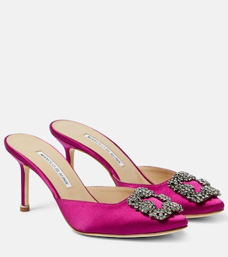 Mules Hangisimu 70 aus Satin mit Kristallen | Manolo Blahnik