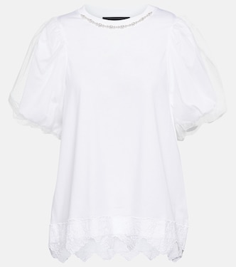 T-shirt in cotone con perle bijoux | Simone Rocha
