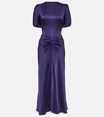 Gathered satin midi dress | Victoria Beckham