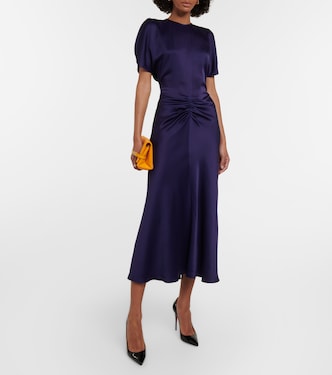 Gathered satin midi dress | Victoria Beckham
