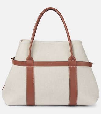 Bolso al hombro Ghiera Large de lona con piel | Loro Piana