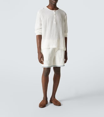 Top in misto lino e cotone a righe | Commas