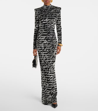 Robe longue Love Letter en jacquard | Balmain