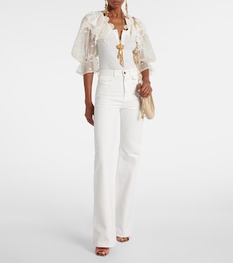 Guipure lace-trimmed cotton bodysuit | Chloé