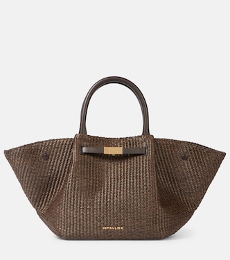 Borsa New York Midi in rafia con pelle | DeMellier