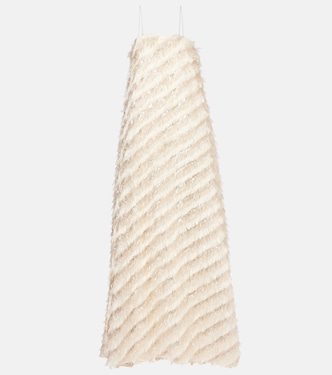 Abito lungo Anguilla in jacquard con frange | Taller Marmo