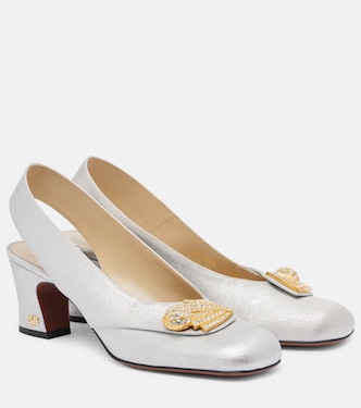 Adamantine embellished satin slingback pumps | Valentino Garavani
