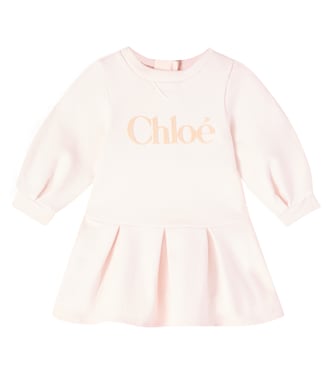 Baby logo cotton fleece dress | Chloé Kids