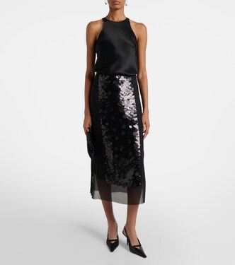 Cambo sequined chiffon midi skirt | Joseph