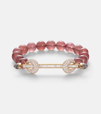 Armreif Chakra aus 18kt Gelbgold mit Diamanten, Beryll und Quarz | Ananya