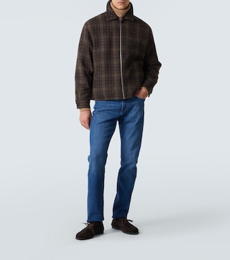 格纹初剪羊毛束腰夹克 | Frame