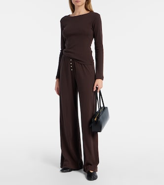 Pointelle cotton wide-leg pants | Leset