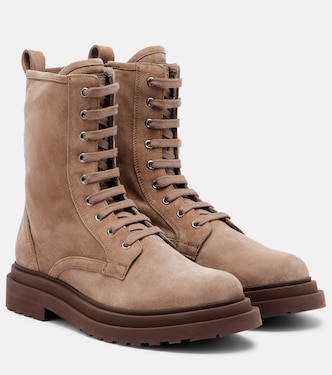 Suede lace-up boots | Brunello Cucinelli