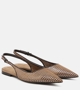 Perforated leather slingback flats | Brunello Cucinelli
