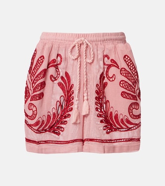 Embroidered cotton mesh shorts | Farm Rio