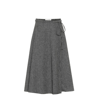 Valentino falda midi de crepé de lana | Valentino