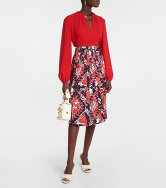 VGOLD printed silk midi skirt | Valentino