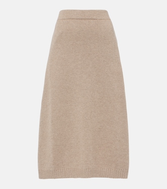 Falda midi de mezcla de seda y lana | Brunello Cucinelli