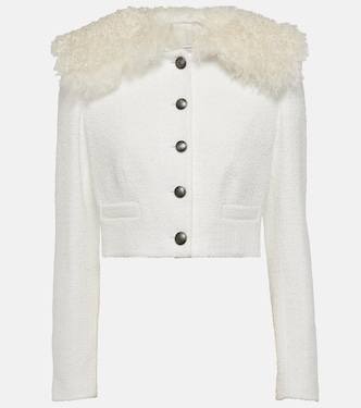 Chaqueta cropped de tweed a cuadros | Alessandra Rich