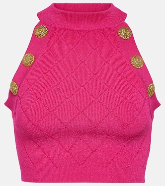 Top de punto de cuello halter adornado | Balmain