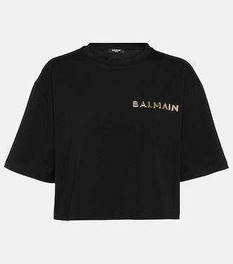 T-shirt in jersey di cotone con logo | Balmain