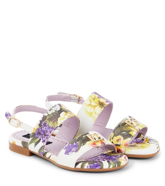 Sandali in pelle con stampa floreale | Dolce&Gabbana Kids