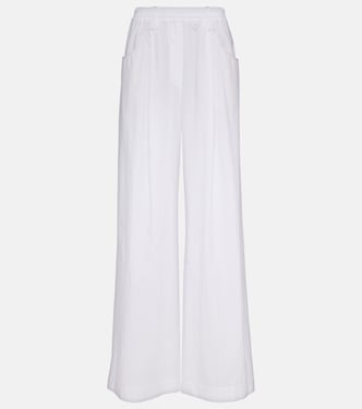 Pantaloni a gamba larga in cotone a vita alta | Brunello Cucinelli