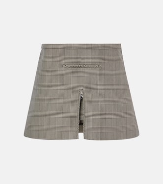 Prince of Wales check wool-blend miniskirt | Courrèges