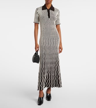 Abito lungo in lana a righe | Bottega Veneta