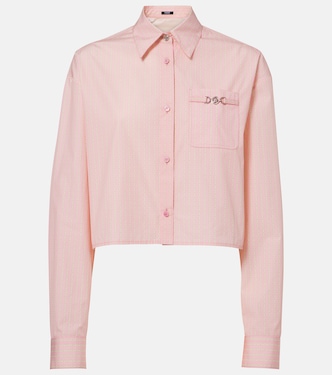 Camisa cropped Chain Pinstripe de popelín de algodón | Versace