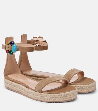 Embellished suede espadrille sandals | Gianvito Rossi