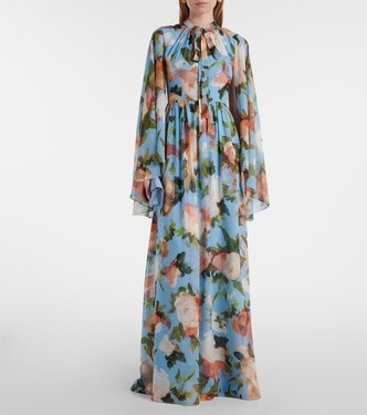 Caped floral silk voile gown | Erdem