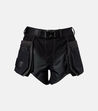 Shorts cargo de algodón de tiro bajo con cinturón | Mugler