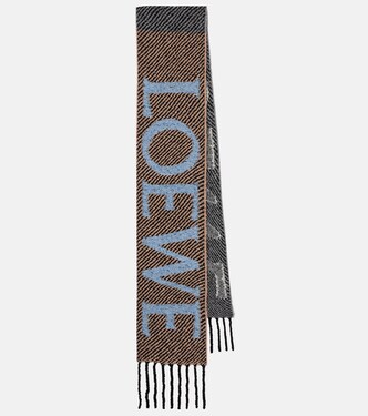 Logo alpaca and wool-blend scarf  | Loewe