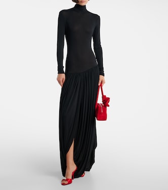 Asymmetric pleated turtleneck maxi dress | Magda Butrym