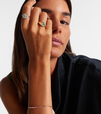 Evil Eye Mini 18kt gold ring with turquoise and diamonds | Suzanne Kalan