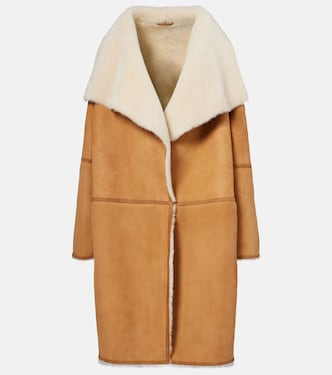 Shearling-trimmed suede coat | Toteme