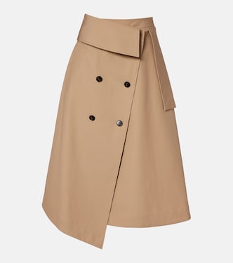 Asymmetric cotton canvas midi skirt | Róhe