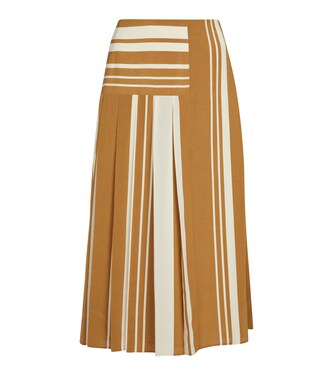 Falda midi Swanson de crepé a rayas | Joseph