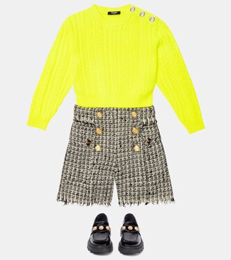 Cable-knit wool and cashmere sweater | Balmain Kids