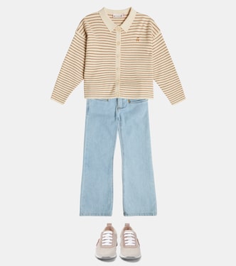 Cardigan rayé en laine et coton | Bonpoint