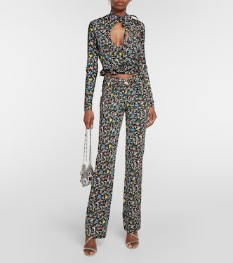 Printed high-rise crêpe pants | Rabanne