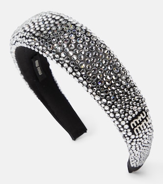 Logo crystal-embellished headband | Miu Miu